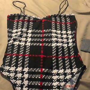 plaid print bodysuit